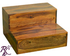 Solid Sheesham Wood Two Step Stool for Kitchen | Foot Rest Stool for Living Room
