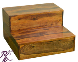 Solid Sheesham Wood Two Step Stool for Kitchen | Foot Rest Stool for Living Room