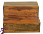Solid Sheesham Wood Two Step Stool for Kitchen | Foot Rest Stool for Living Room