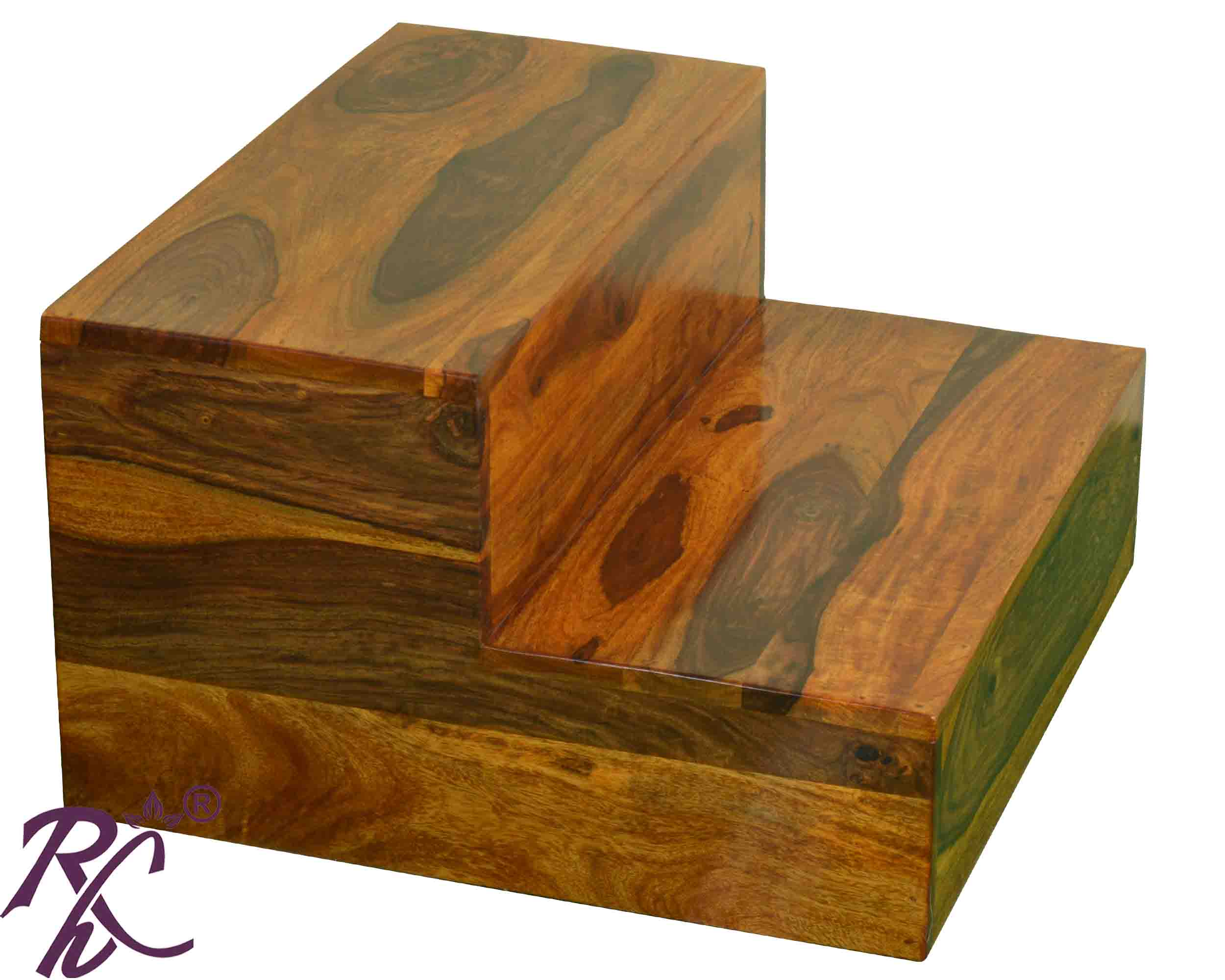 Solid Sheesham Wood Two Step Stool for Kitchen | Foot Rest Stool for Living Room