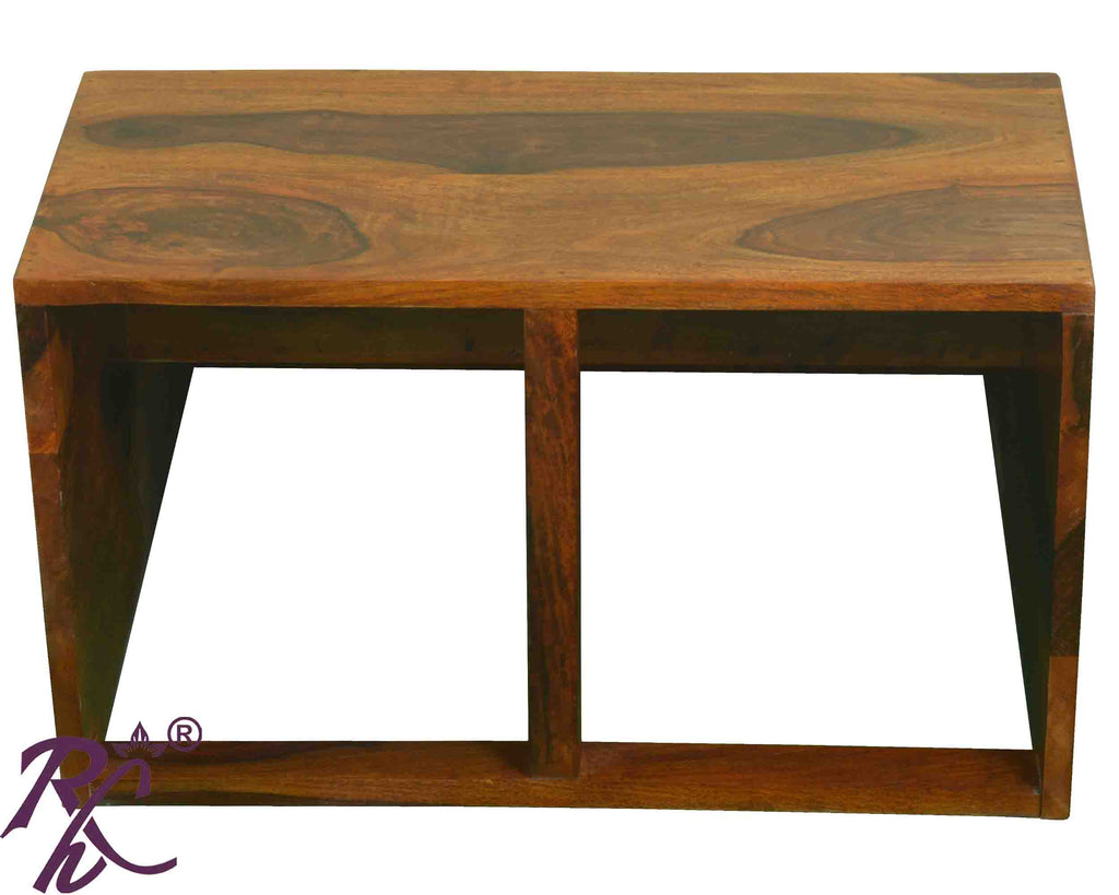 Solid Sheesham Wood Two Step Stool for Kitchen | Foot Rest Stool for Living Room