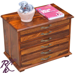 Solid Wood Chest of 6 Drawers Small for Office Use