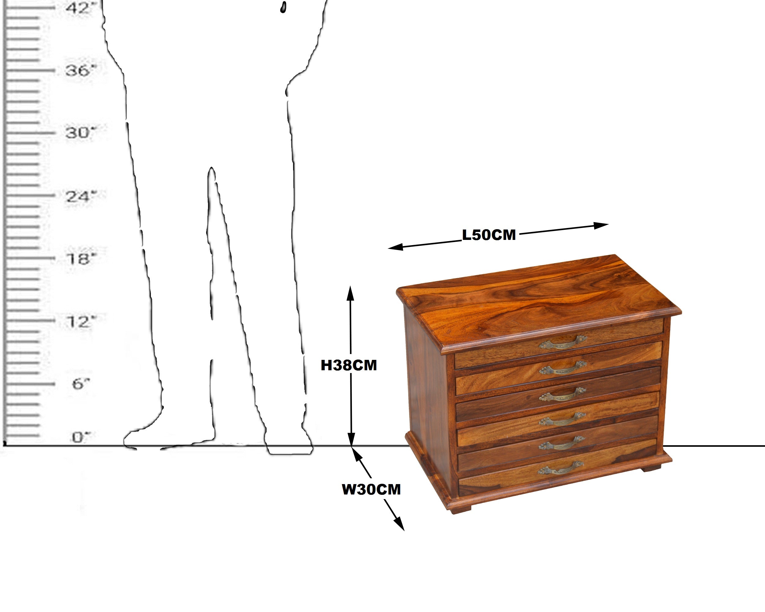 Solid Wood Chest of 6 Drawers Small for Office Use