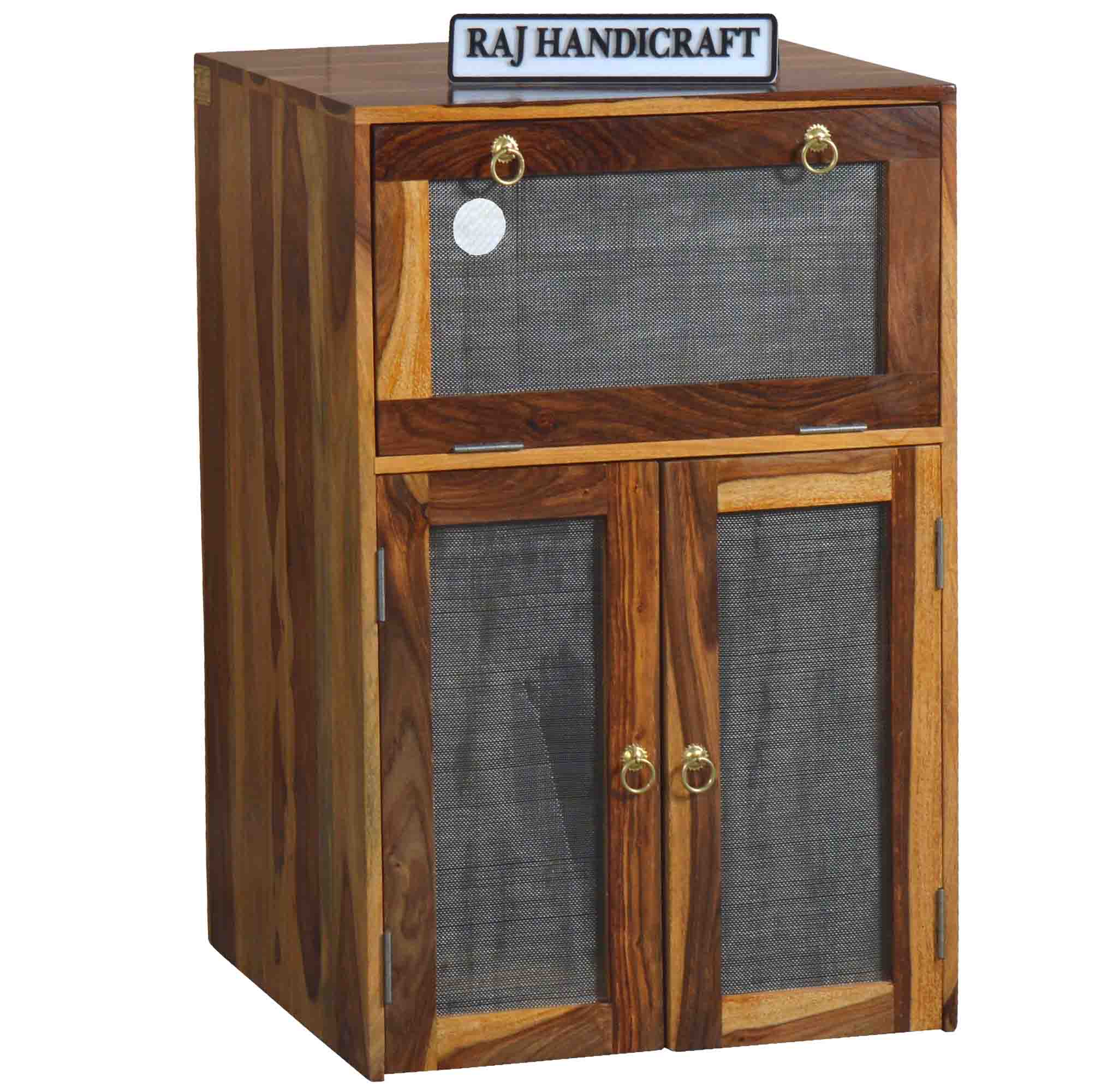 Solid Sheesham Wood Double Inverter Battery Box / Wooden Inverter Battery Trolley