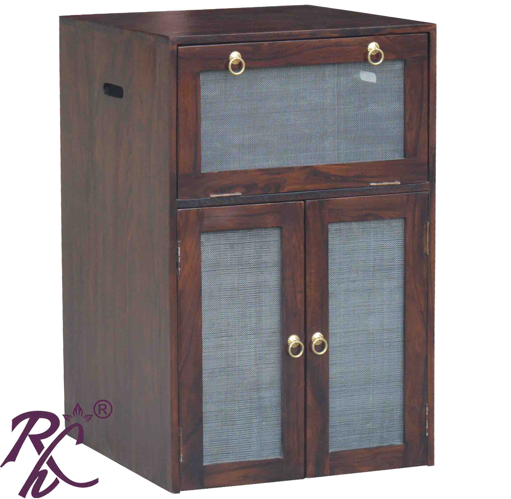 Solid Sheesham Wood Double Inverter Battery Box / Wooden Inverter Battery Trolley