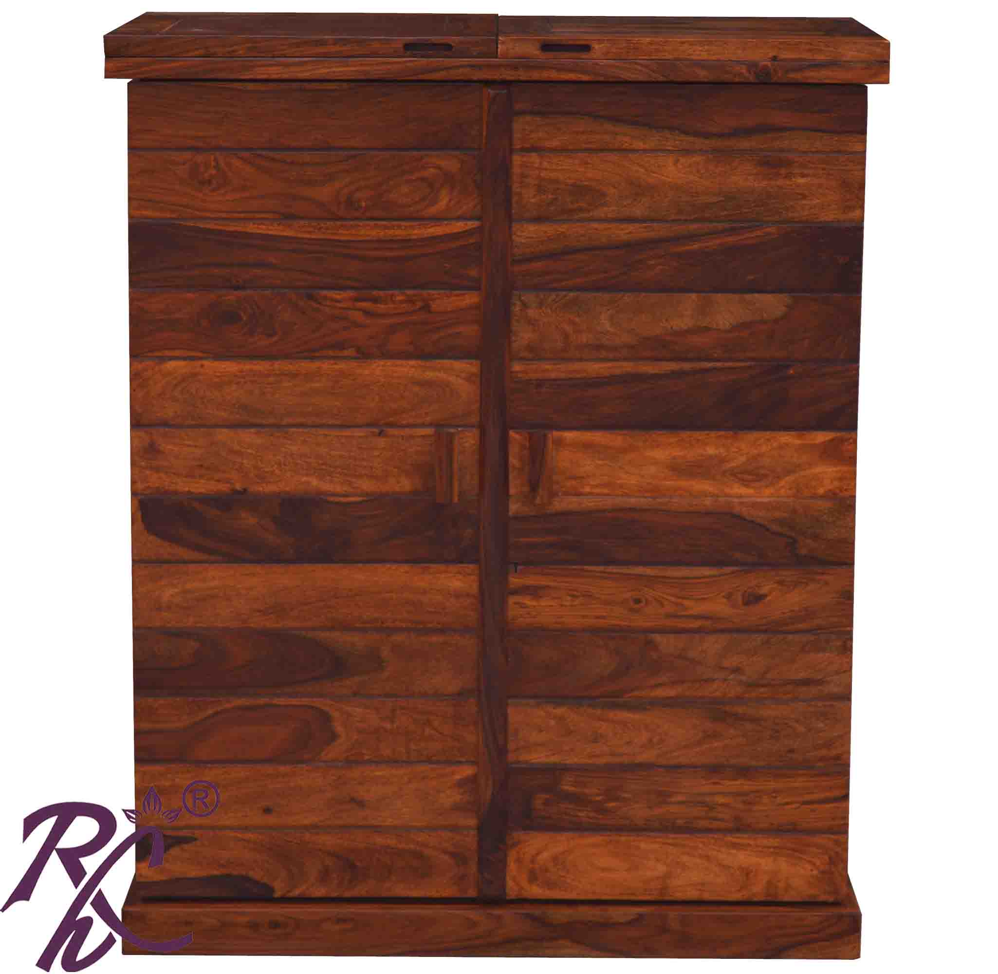 Solid Wood Stripe Door Design Bar Cabinet M