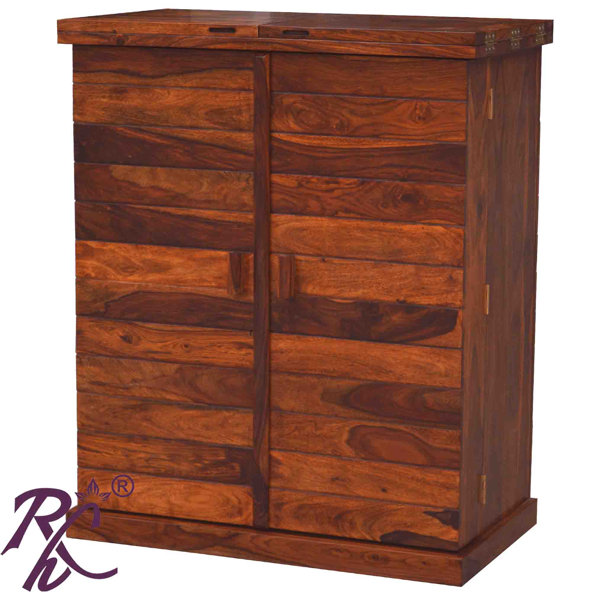 Solid Wood Stripe Door Design Bar Cabinet M