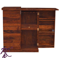 Solid Wood Stripe Door Design Bar Cabinet M