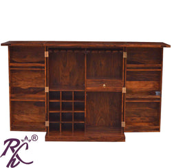 Solid Wood Stripe Door Design Bar Cabinet M