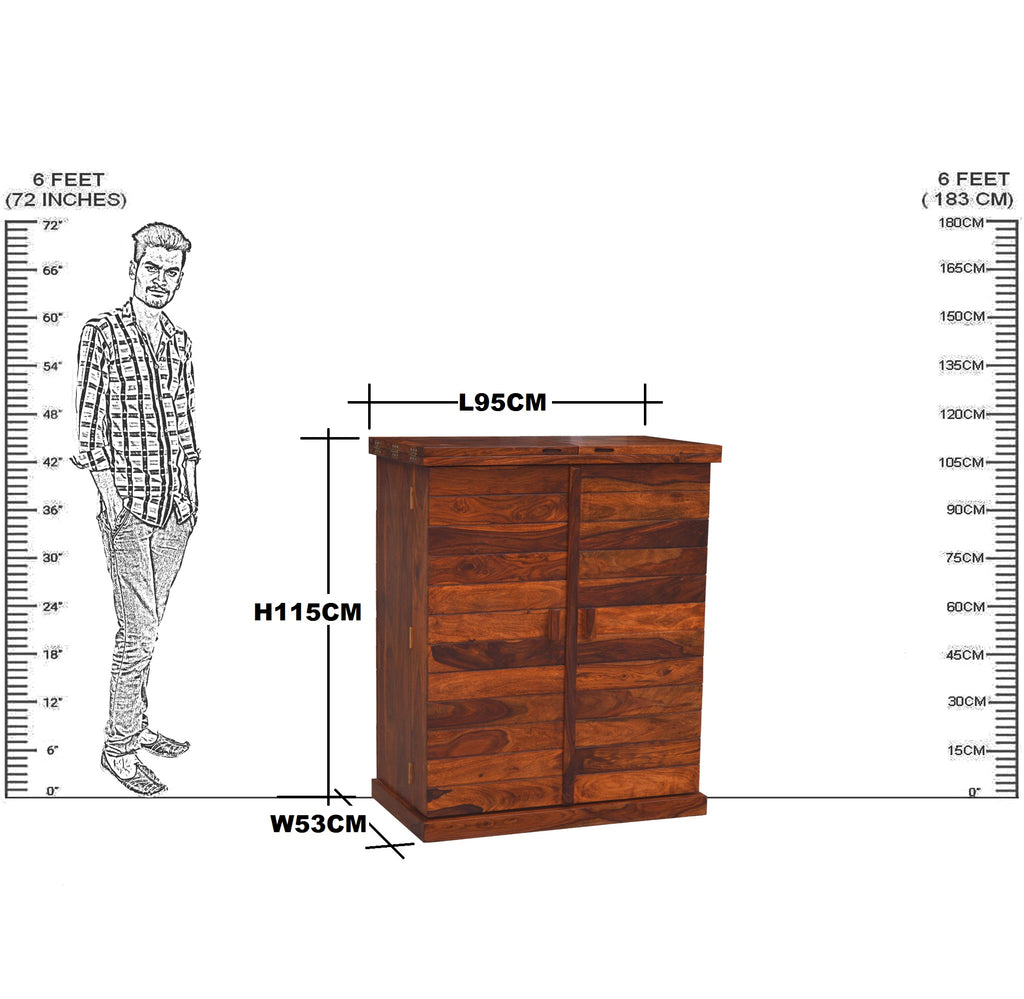 Solid Wood Stripe Door Design Bar Cabinet M