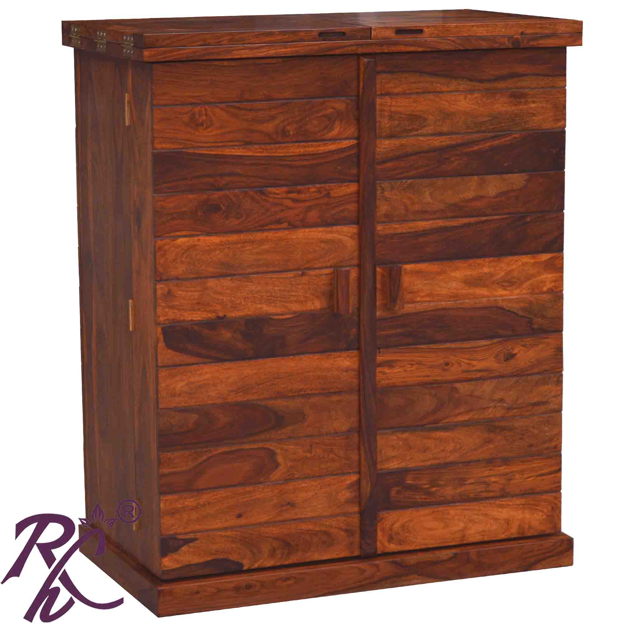 Solid Wood Stripe Door Design Bar Cabinet M