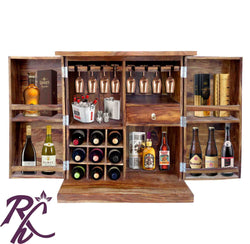Solid Wood Stripe Door Design Bar Cabinet S