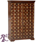 Solid Wood Brass Work L+T Design Bar Cabinet