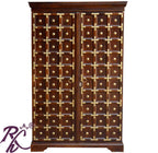Solid Wood Brass Work L+T Design Bar Cabinet