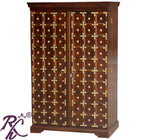Solid Wood Brass Work L+T Design Bar Cabinet