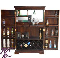 Solid Wood Brass Work L+T Design Bar Cabinet