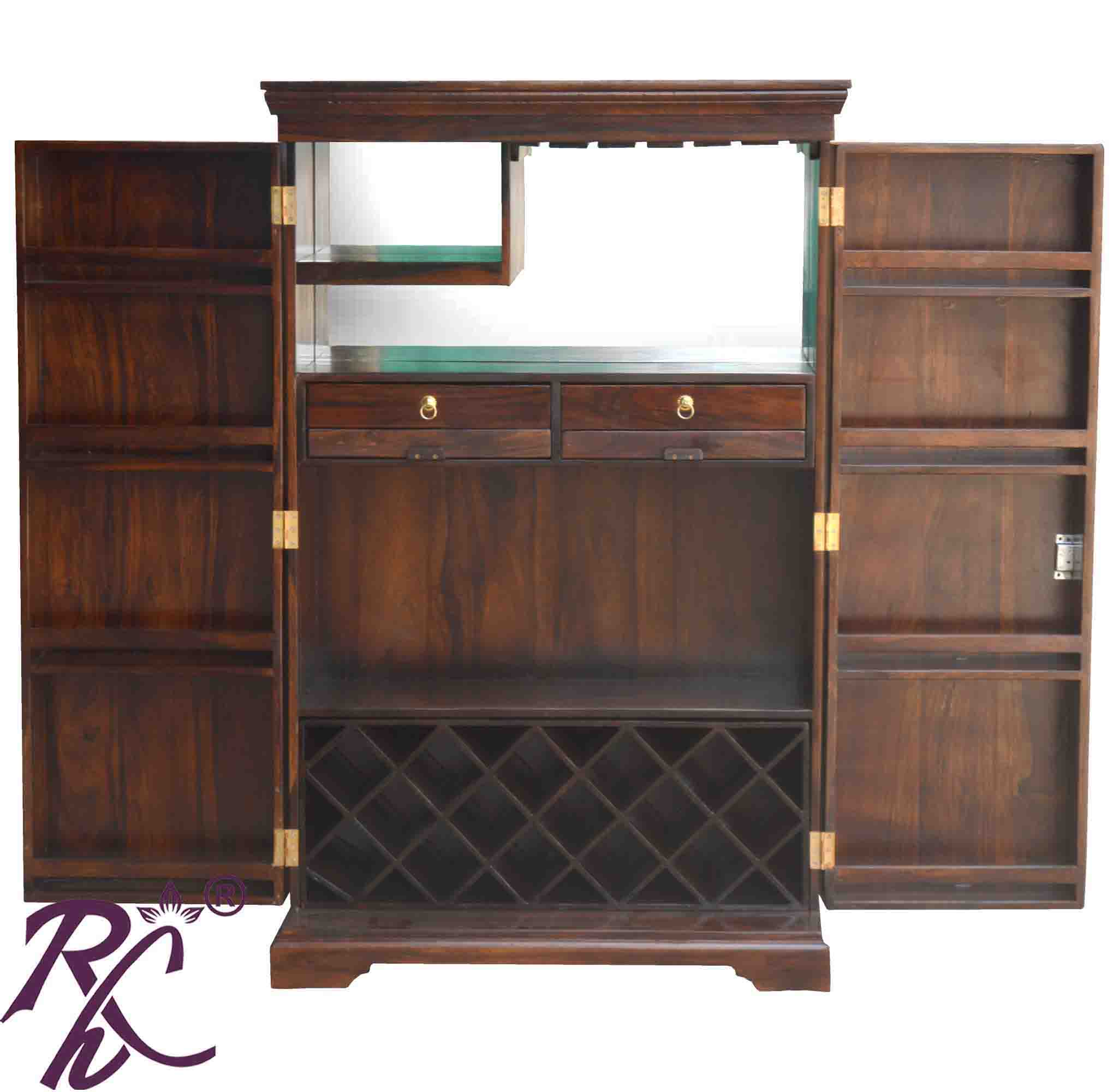 Solid Wood Tiles Door Design Bar Cabinet