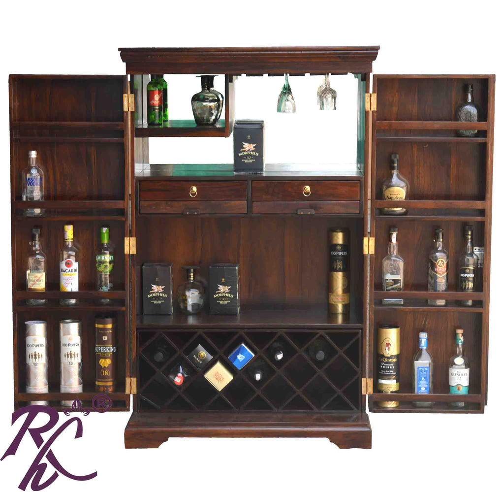 Solid Wood Tiles Door Design Bar Cabinet