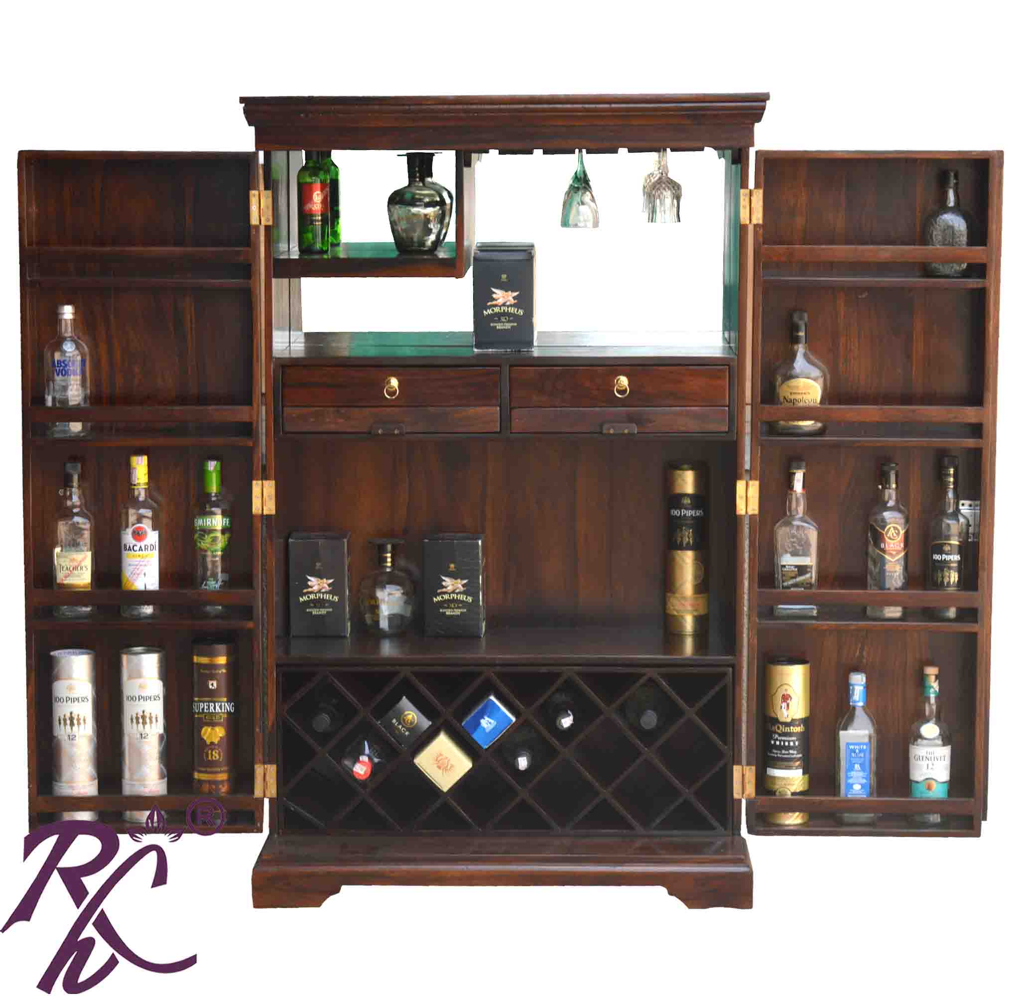 Solid Wood Tiles Door Design Bar Cabinet