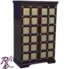 Solid Wood Brass Work L+T Door Design Bar Cabinet Medium - RAJ
