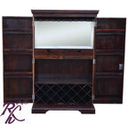 Solid Wood Brass Work Bar Cabinet