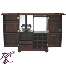 Solid Wood Diamond Door Design Bar Cabinet
