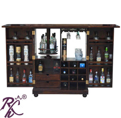 Solid Wood Diamond Door Design Bar Cabinet