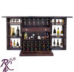 Solid Wood Glass Door Design Bar Cabinet