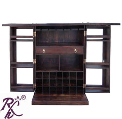 Solid Wood Glass Door Design Bar Cabinet