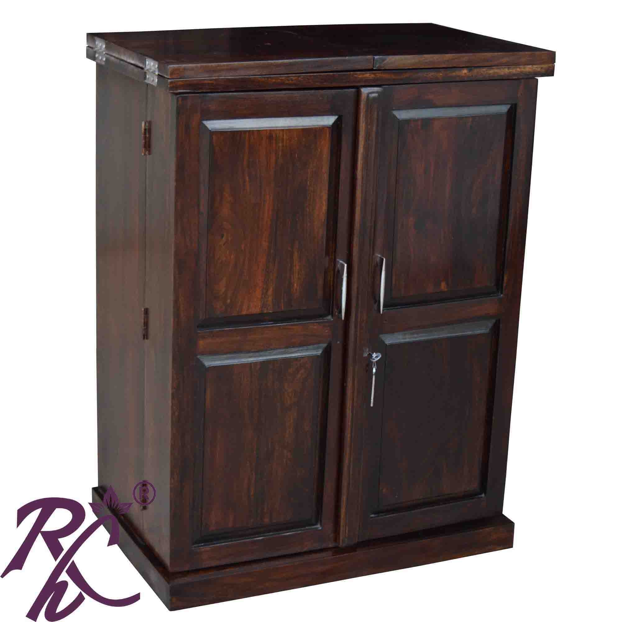Solid Wood Panel Door Design Bar Cabinet