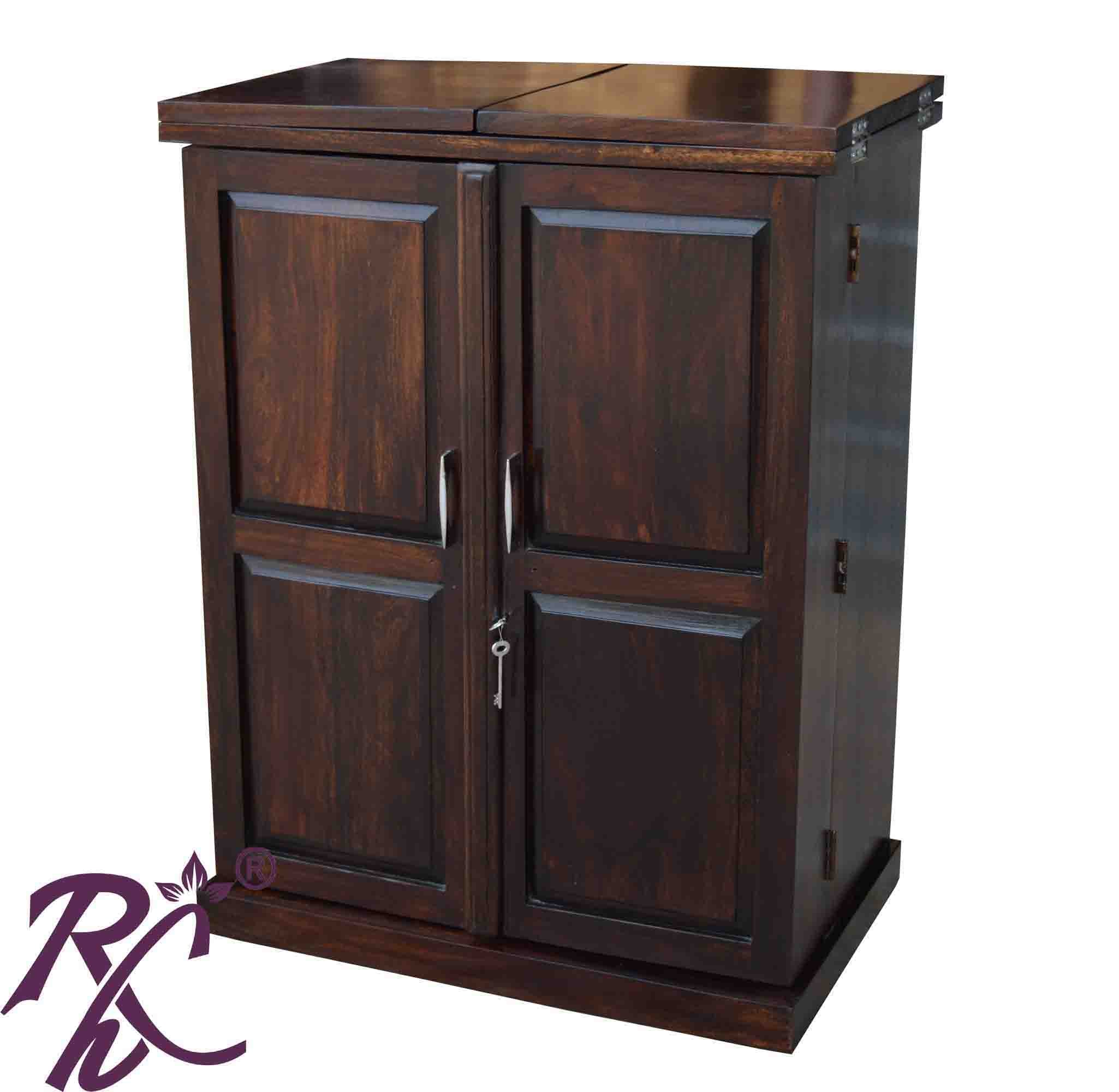 Solid Wood Panel Door Design Bar Cabinet