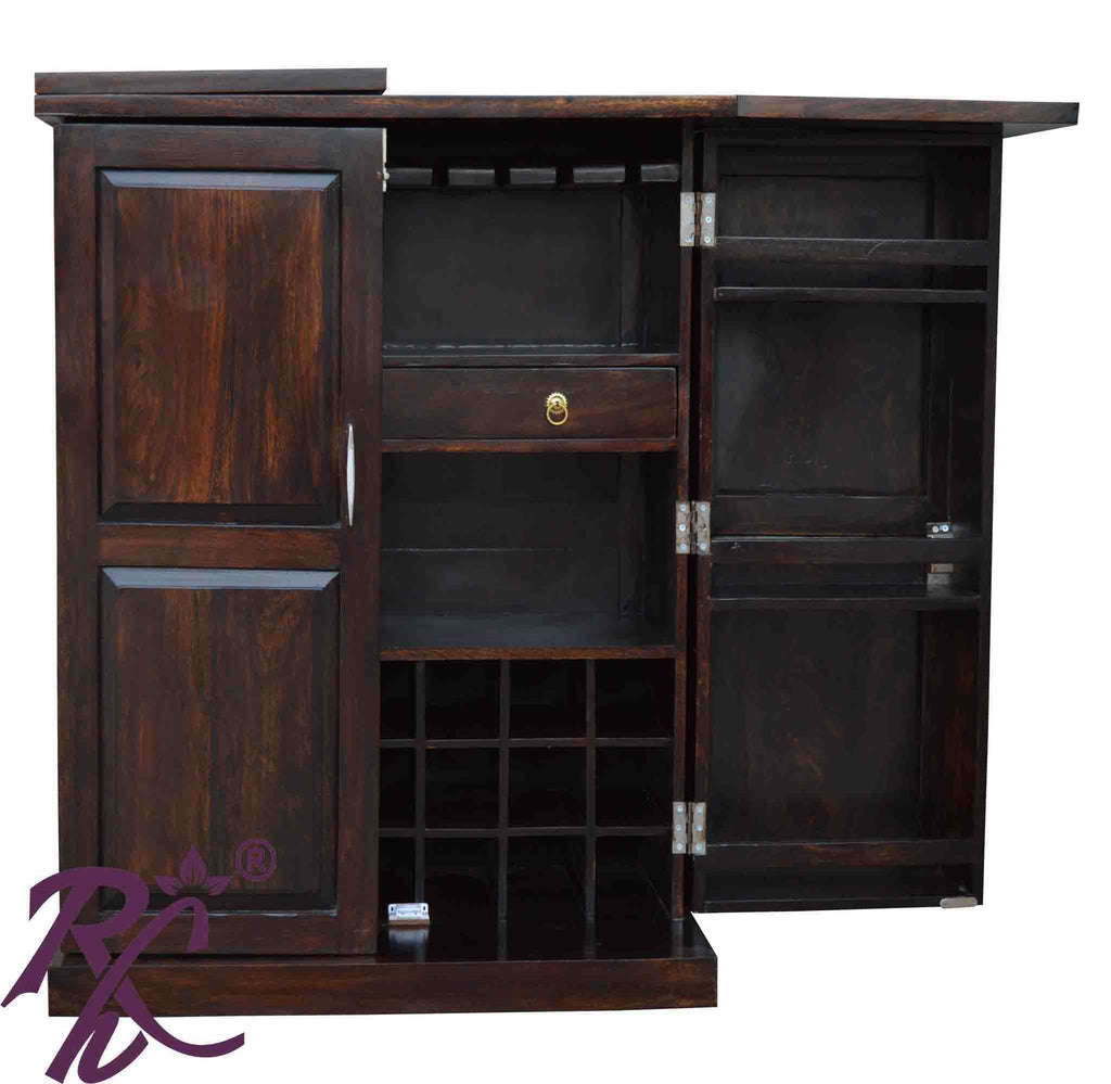 Solid Wood Panel Door Design Bar Cabinet