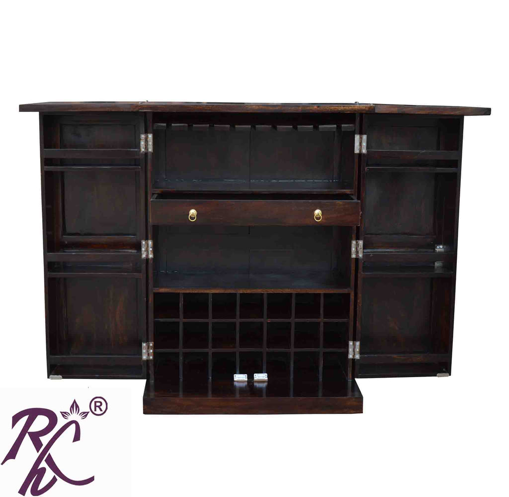Solid Wood Panel Door Design Bar Cabinet