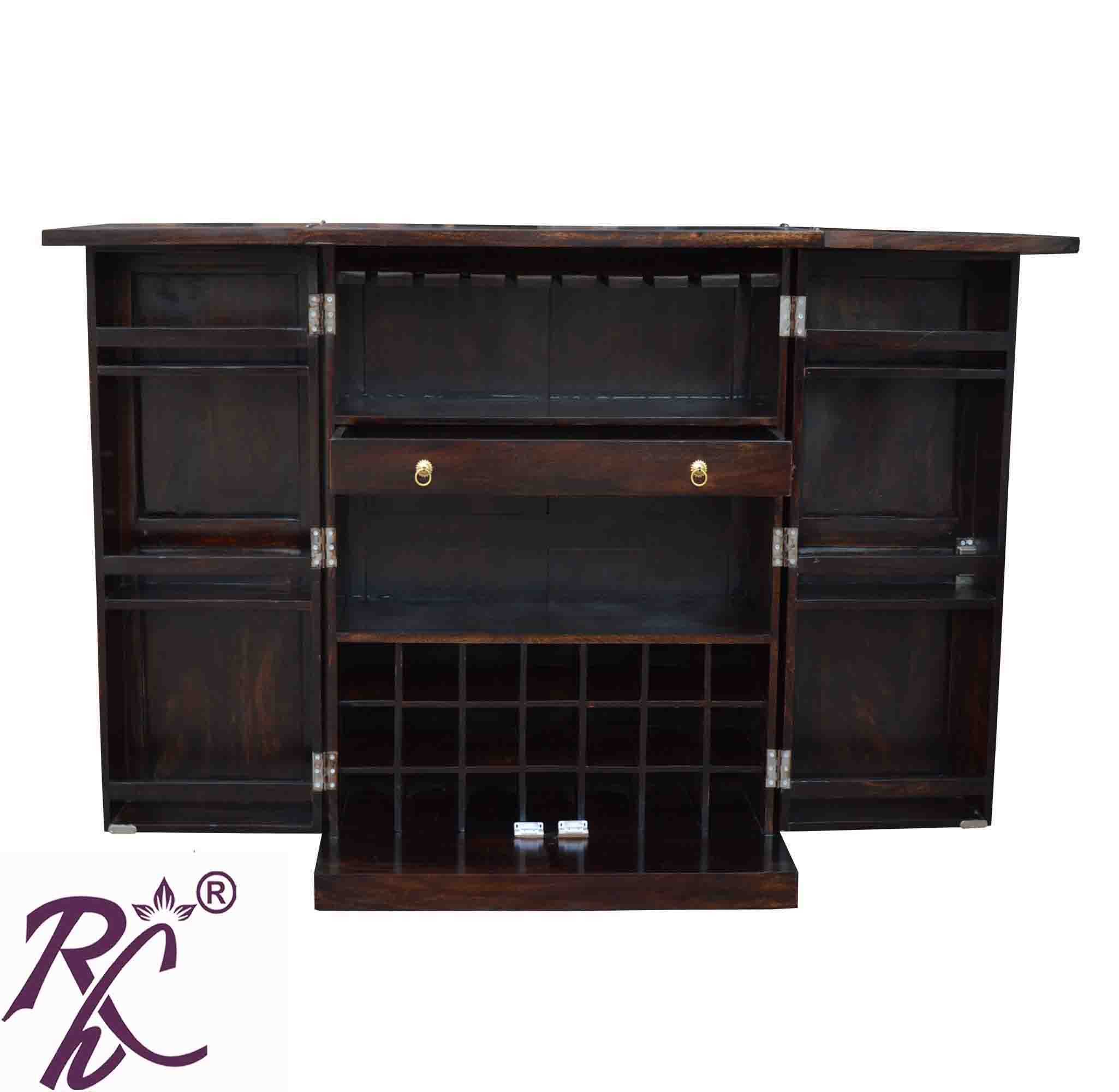 Solid Wood Panel Door Design Bar Cabinet