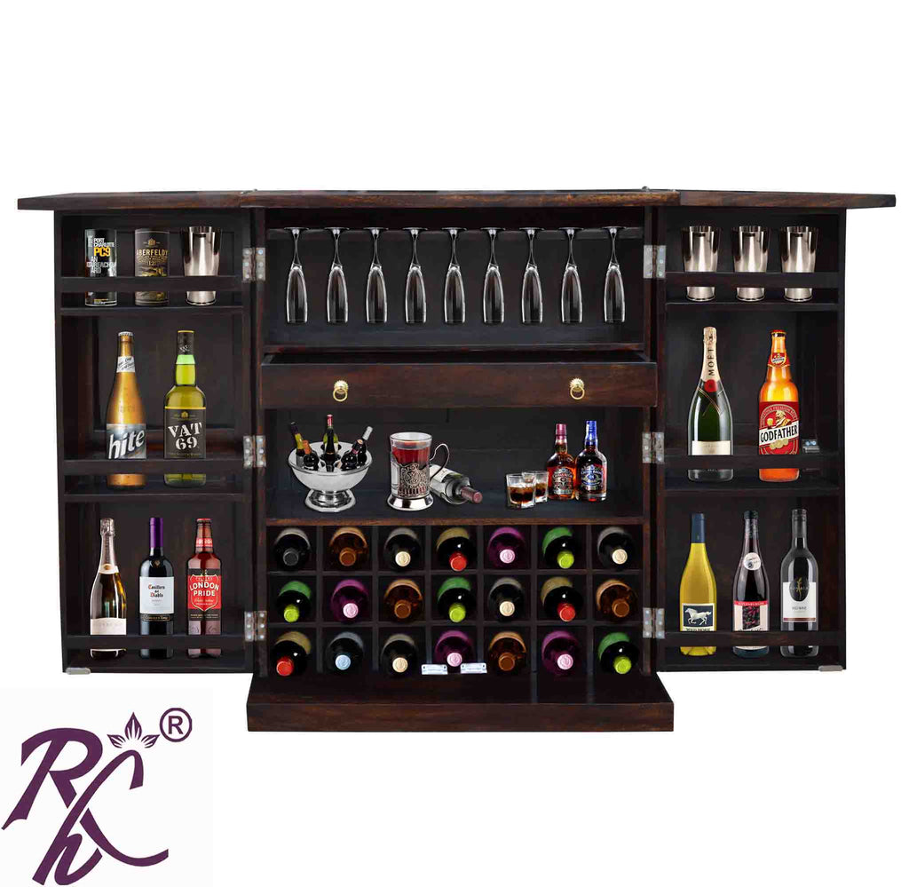 Solid Wood Panel Door Design Bar Cabinet
