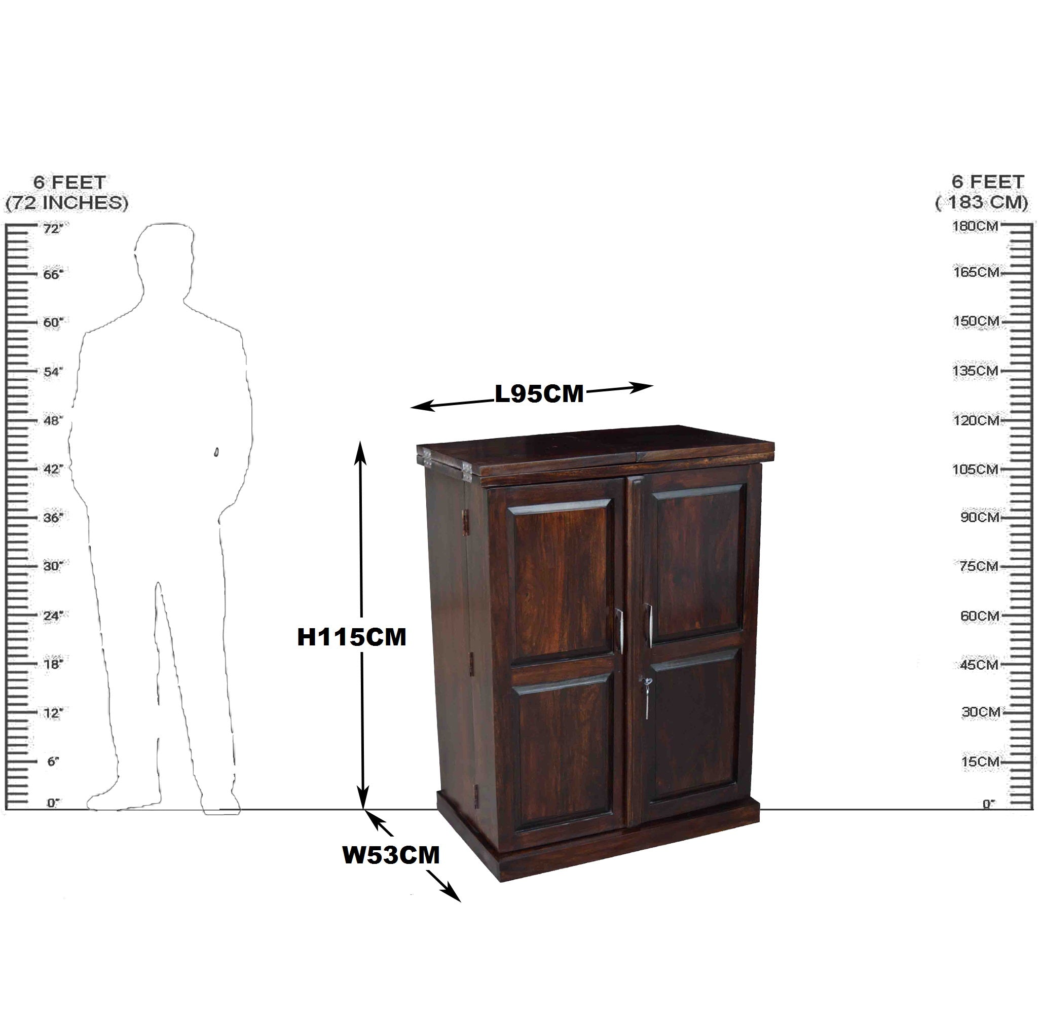 Solid Wood Panel Door Design Bar Cabinet