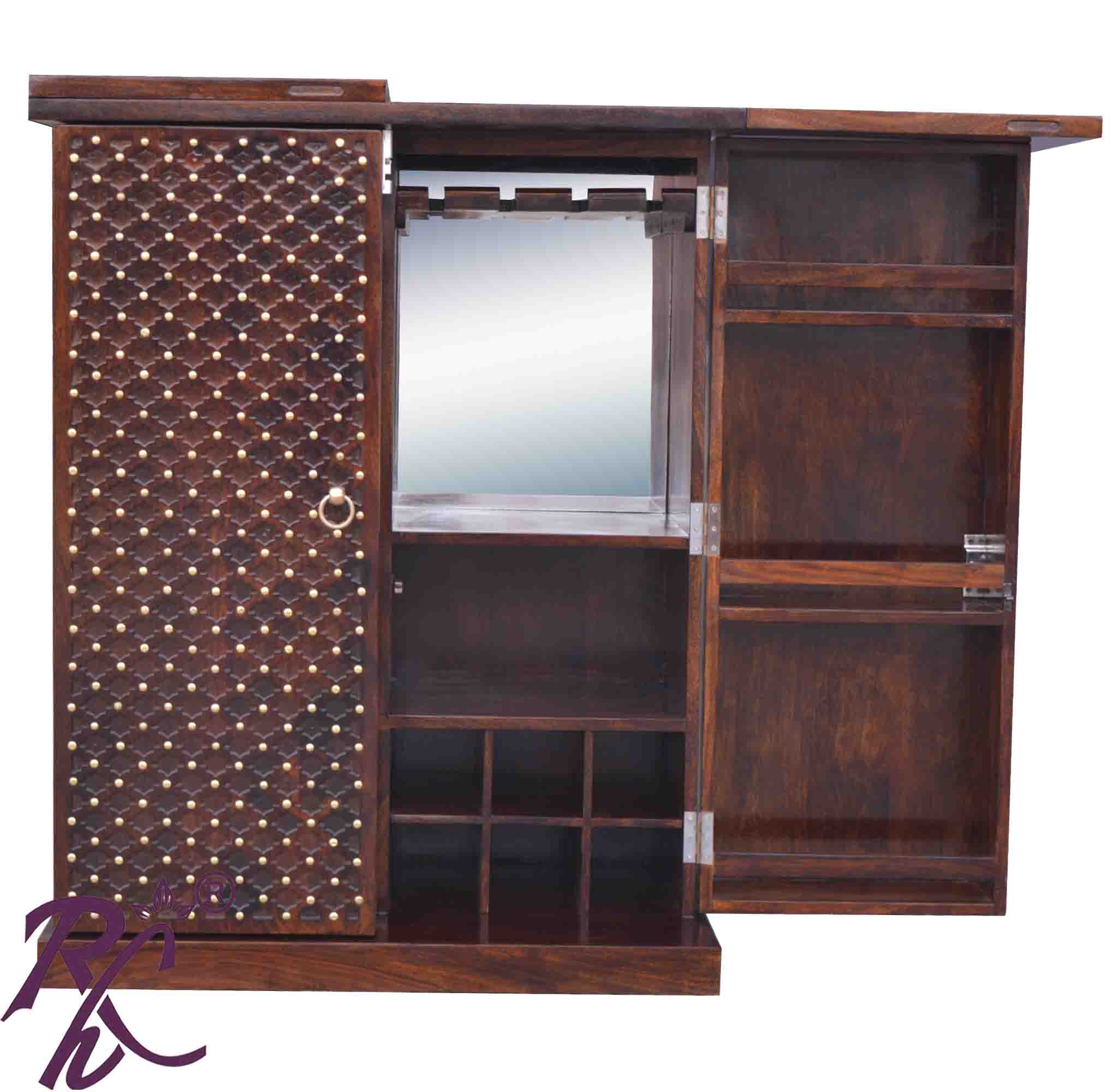 Solid Wood Jiksa Jali Door Design Bar Cabinet