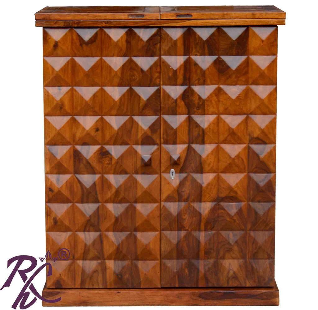 Solid Wood Diamond Door Design Bar Cabinet
