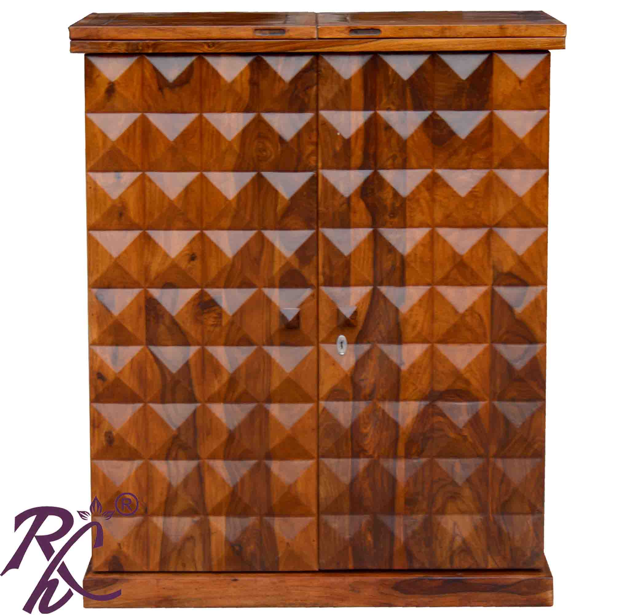 Solid Wood Diamond Door Design Bar Cabinet
