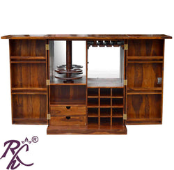 Solid Wood Diamond Door Design Bar Cabinet