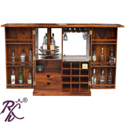 Solid Wood Diamond Door Design Bar Cabinet