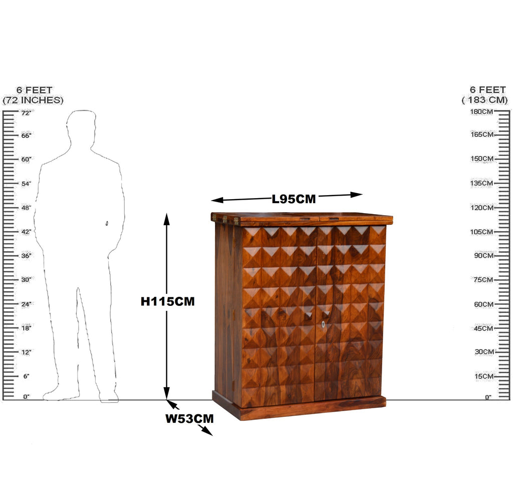 Solid Wood Diamond Door Design Bar Cabinet