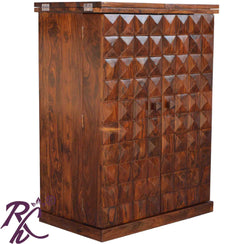 Solid Wood Diamond Door Design Bar Cabinet