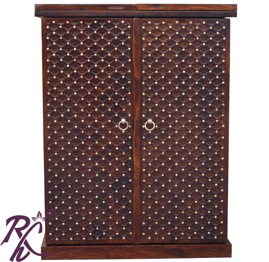 Solid Wood Jiksa Jali Door Design Bar Cabinet