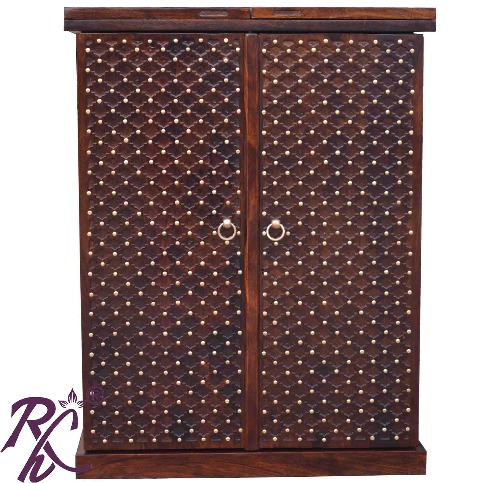 Solid Wood Jiksa Jali Door Design Bar Cabinet
