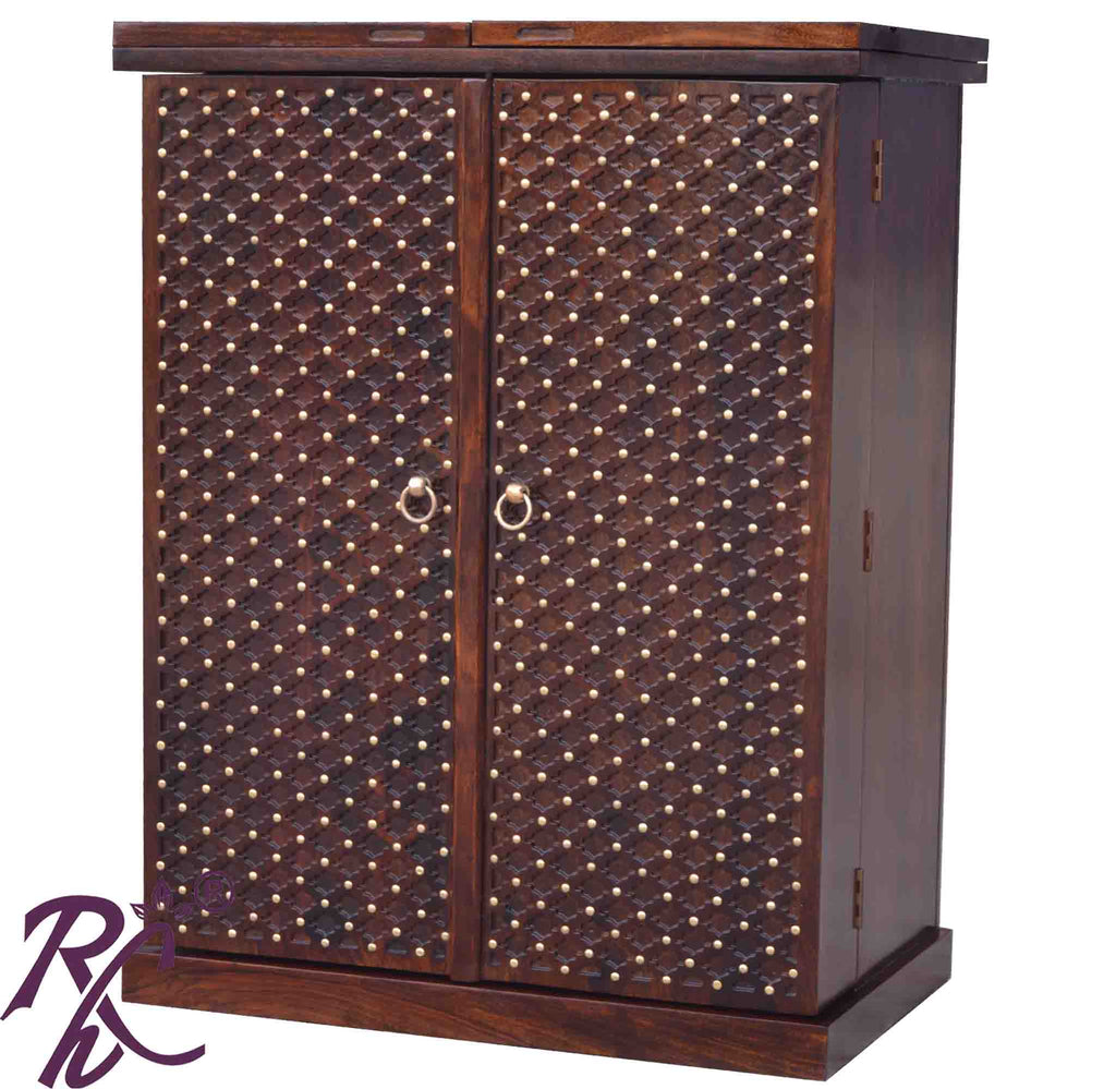 Solid Wood Jiksa Jali Door Design Bar Cabinet