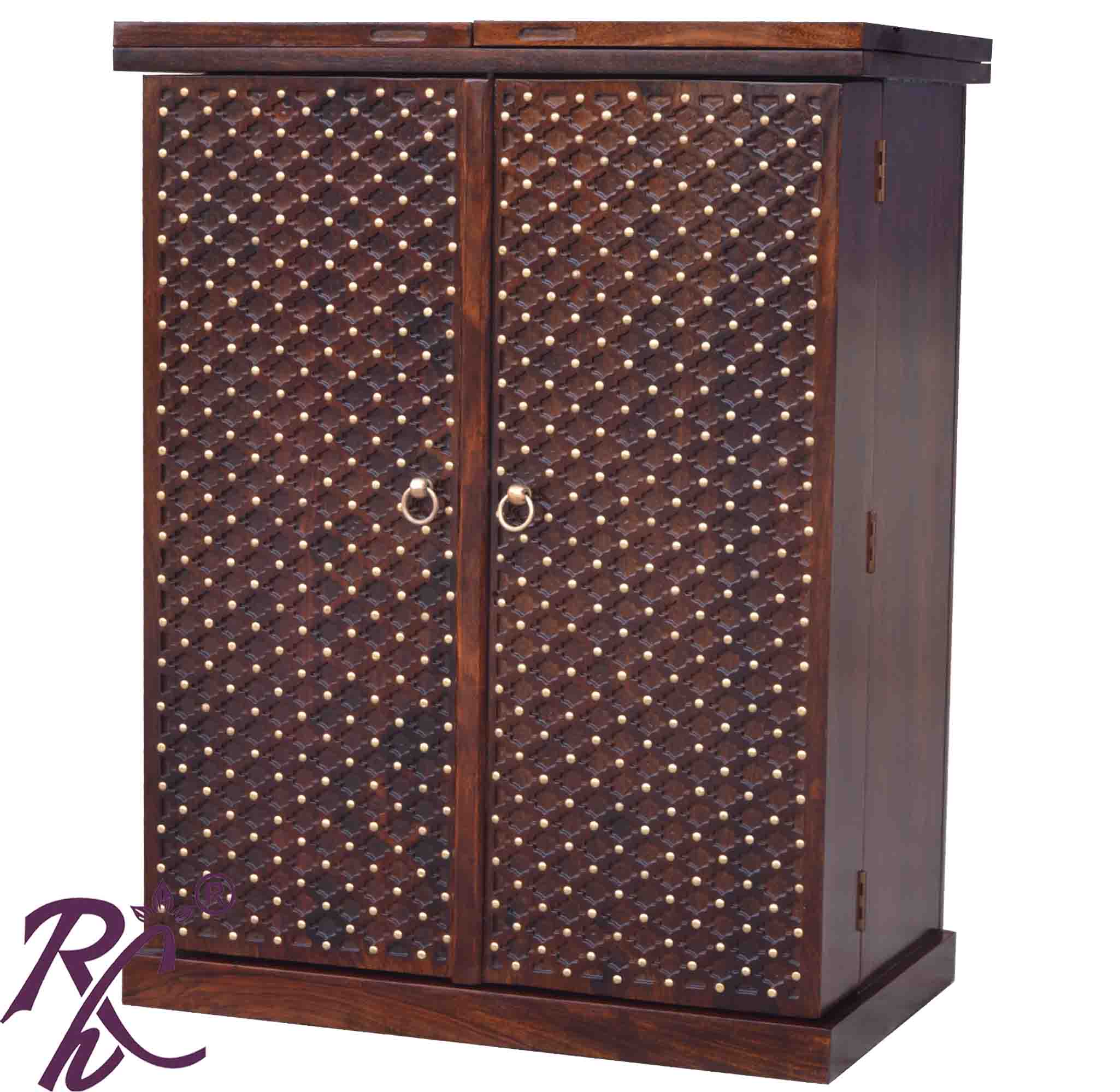 Solid Wood Jiksa Jali Door Design Bar Cabinet