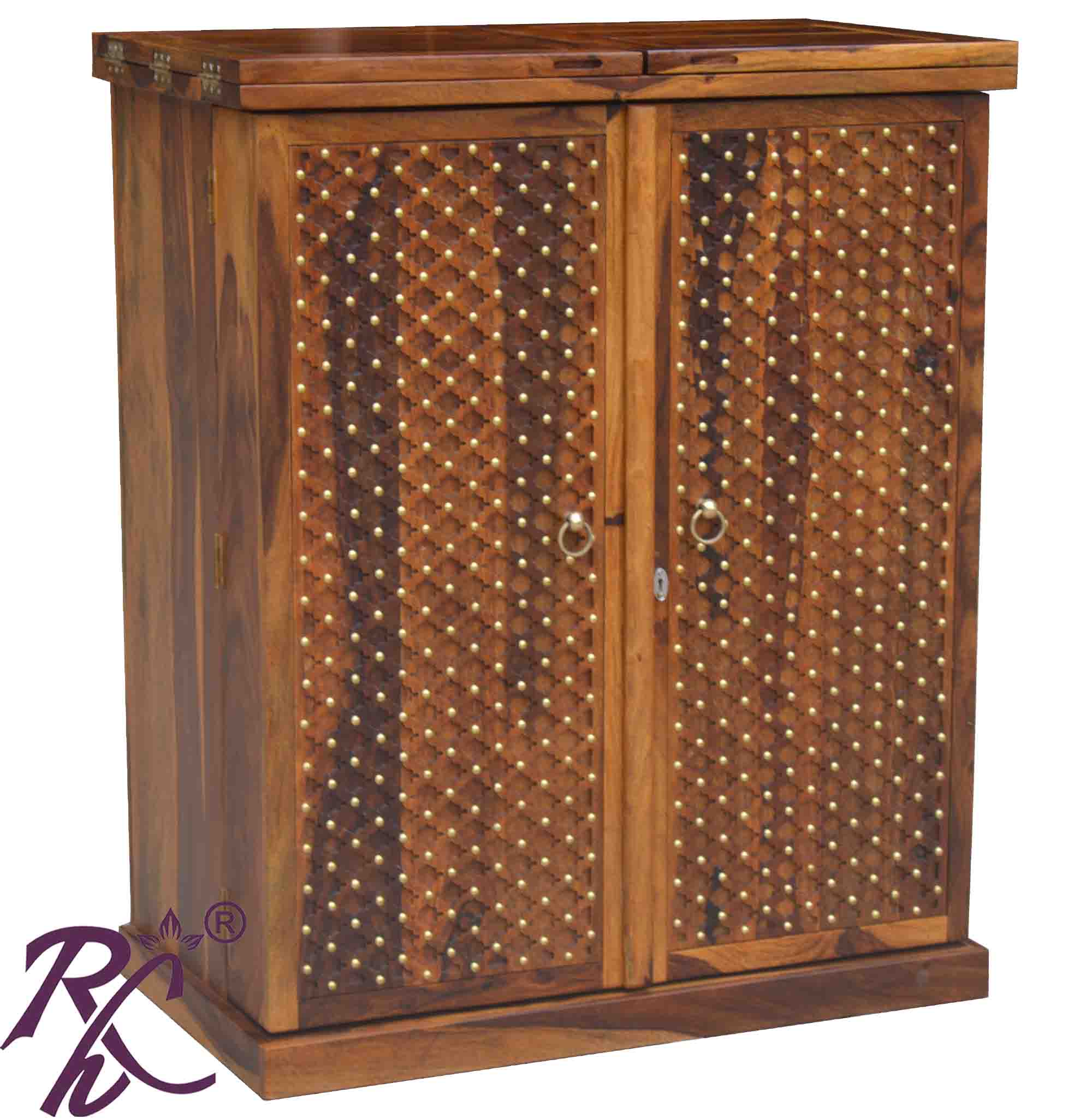 Solid Wood Jiksa Jali Door Design Bar Cabinet
