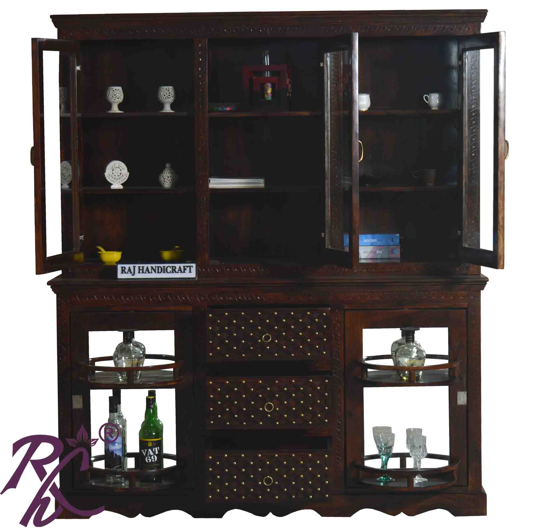 Solid Wood Wooden Jiksa Jali Design Bar Counter