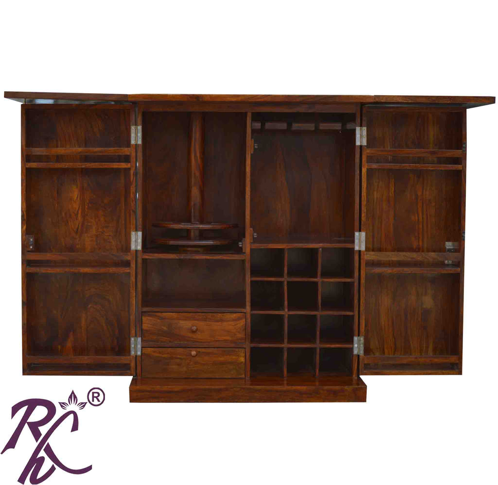 Solid Wood Diamond Door Design Bar Cabinet